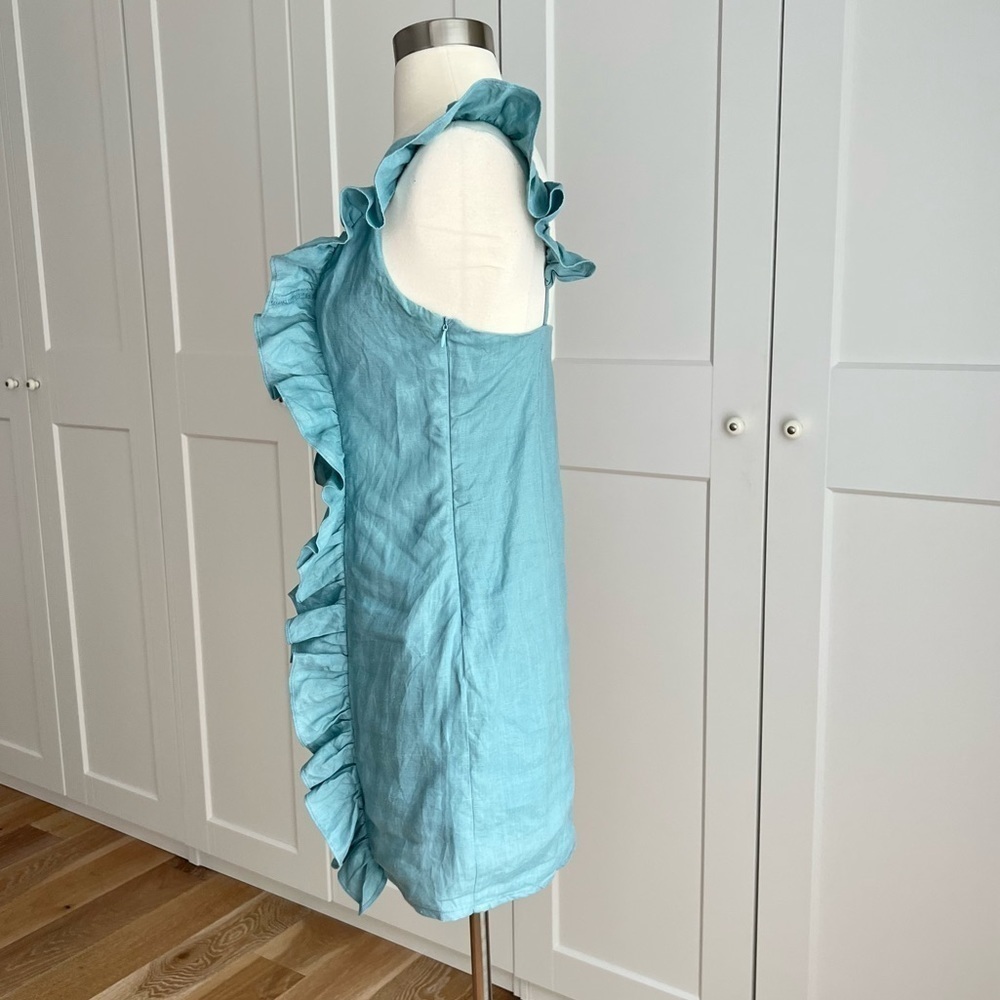 KARLIE Linen Raffle Mini Dress - Picture 3 of 11